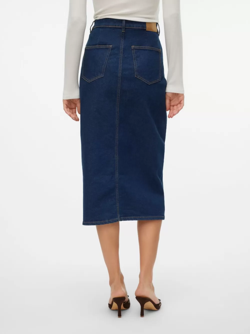 VERO MODA VMVERI Korkea vyötärö Midihame Dark Blue Denim Store
