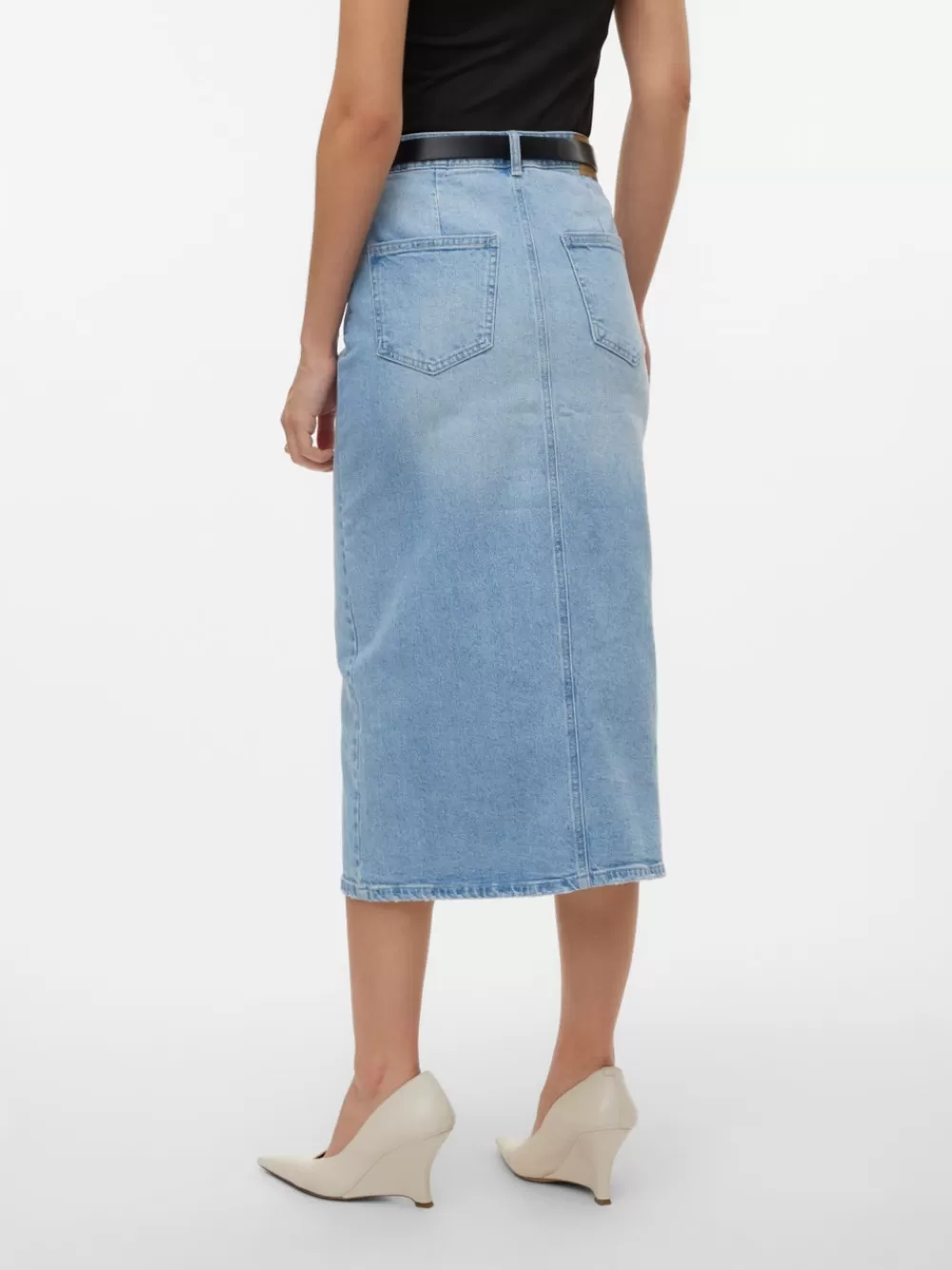 VERO MODA VMVERI Korkea vyötärö Midihame Light Blue Denim Outlet