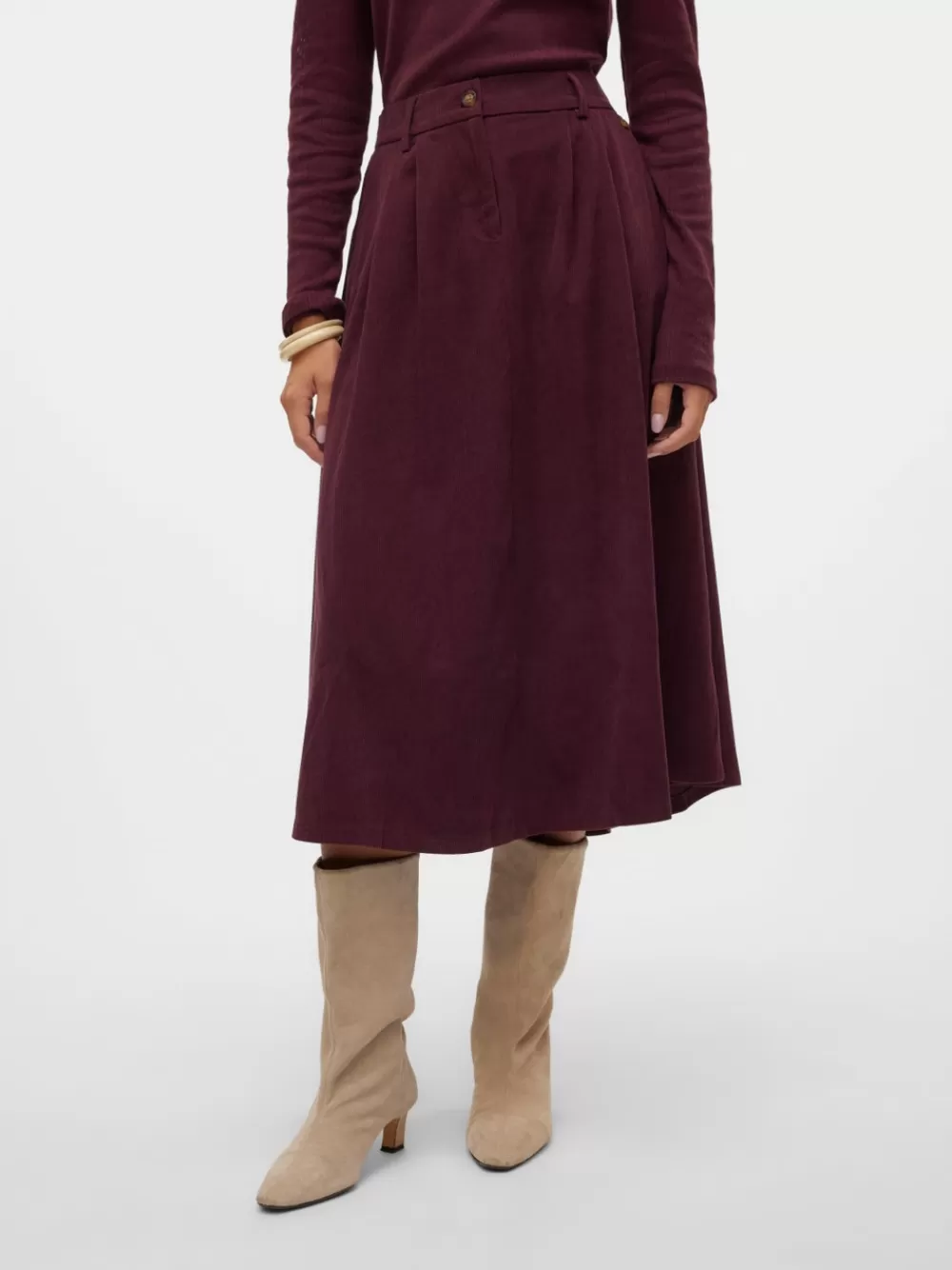VERO MODA VMVIENNA Korkea vyötärö samettihame Winetasting Flash Sale