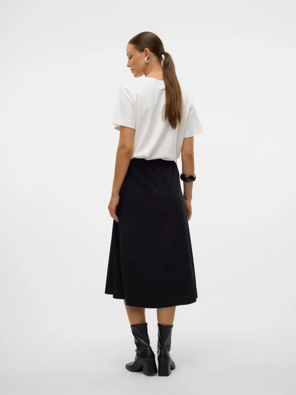 VERO MODA VMVIENNA Korkea vyötärö samettihame Black Best