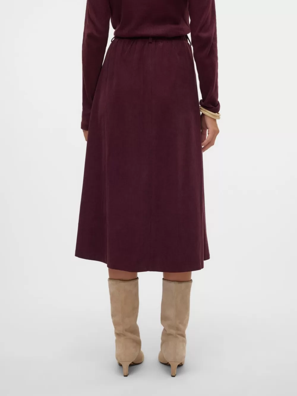 VERO MODA VMVIENNA Korkea vyötärö samettihame Winetasting Flash Sale