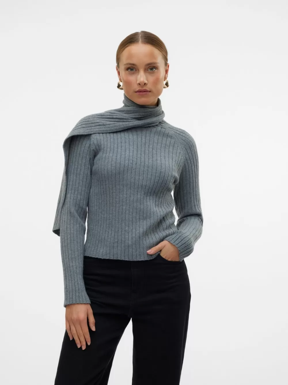 VERO MODA VMZOEY Neulepuserot Medium Grey Melange Clearance